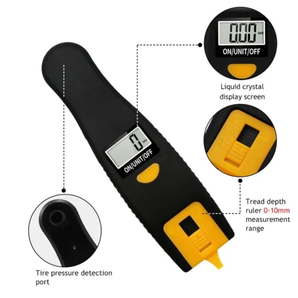 2 In 1 Car Tire Tyre Air Pressure Gauge Meter